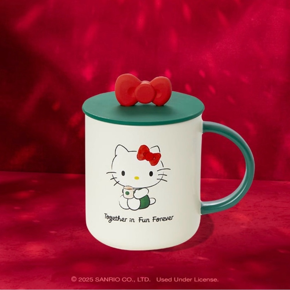 Sanrio Hello Kitty Mug with Red Bow and Green Lid